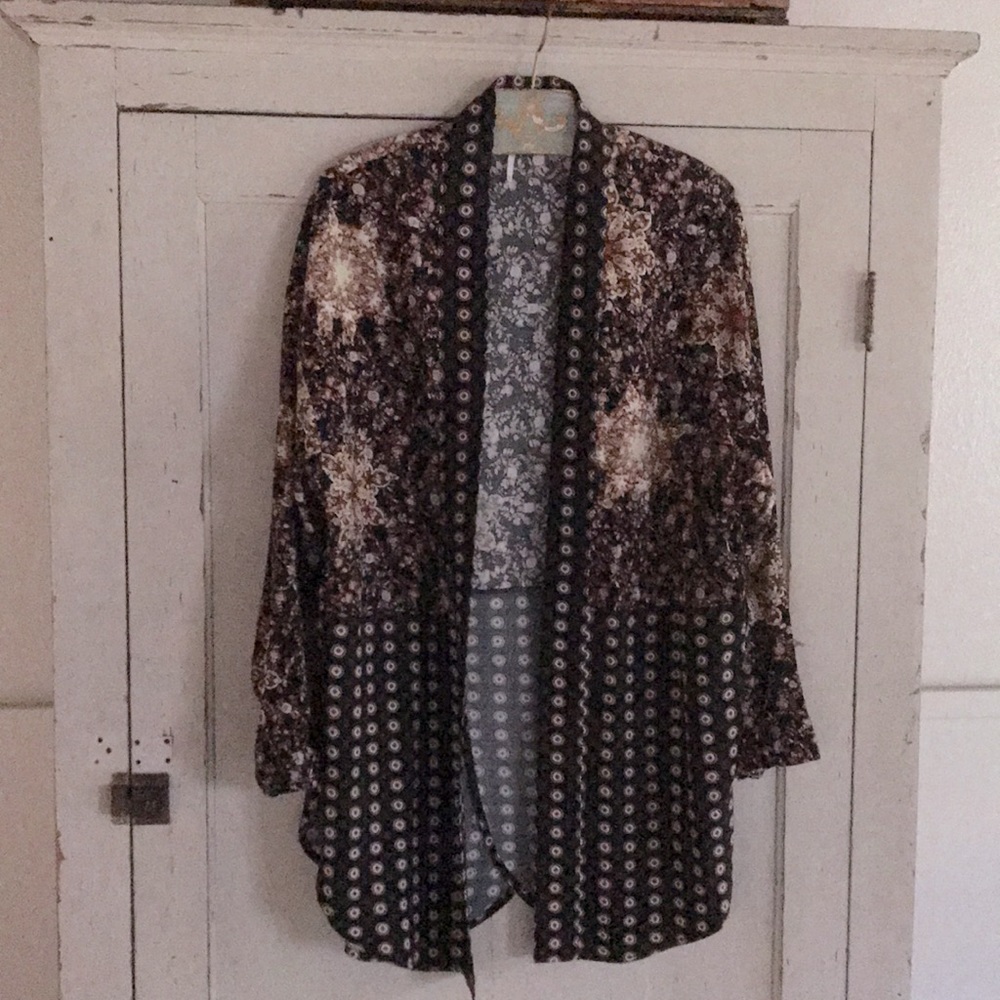 Free People Open Long Print Duster/Kimono